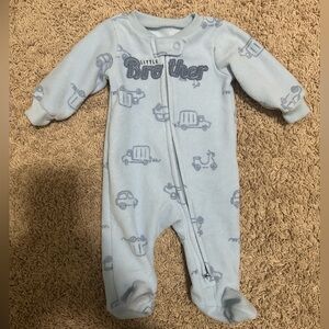 Carter's Light Blue Footed One-Piece Sleeper with Vehicle Print